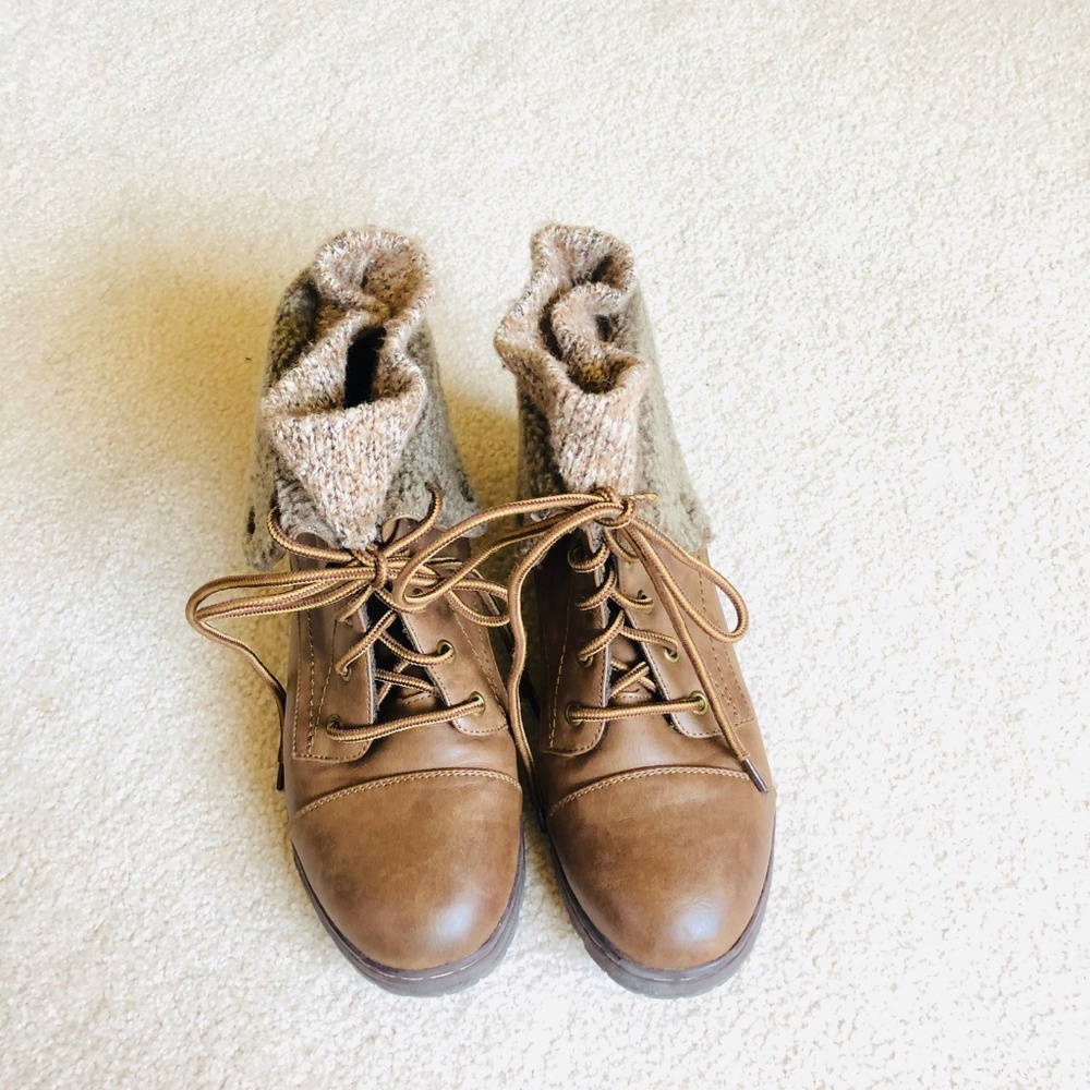 Brown lace up boots